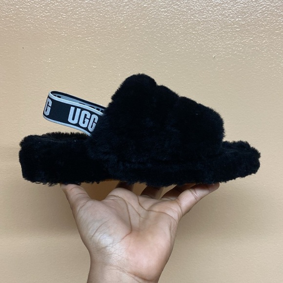 UGG Fluff Yeah Sandals “Black White” - Picture 12 of 16